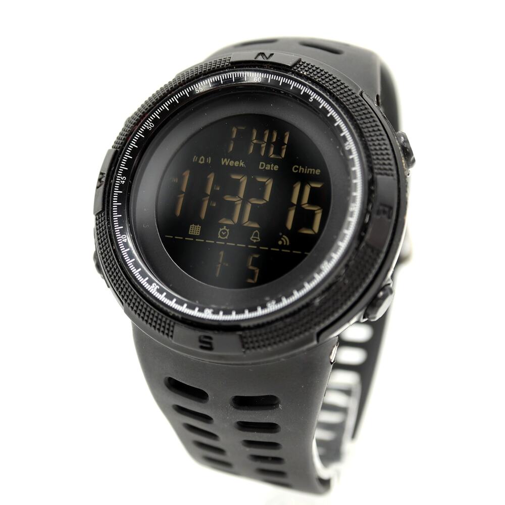SKMEI Mens Jumbo 50mm Black Digital Sport Watch Alarm Chrono Timer w New Battery